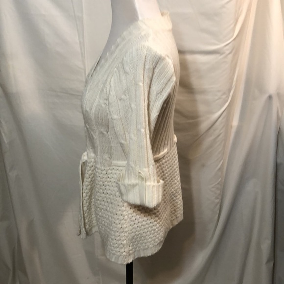 Derek Heart White V Neck Large Button Sweater - Picture 4 of 7